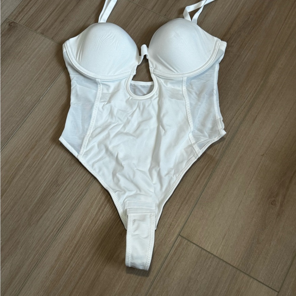 NWT Shapellx White Shapewear Bodysuit S | Underwire | Lightly Padded